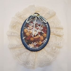 Floral Vintage Needlepoint Lace Sachet Wall Hanging Handmade